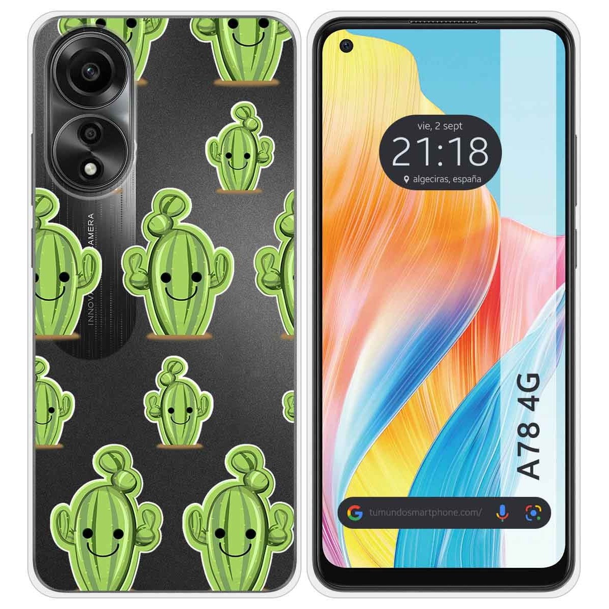 Funda Silicona Transparente para Oppo A78 4G diseño Cactus Dibujos