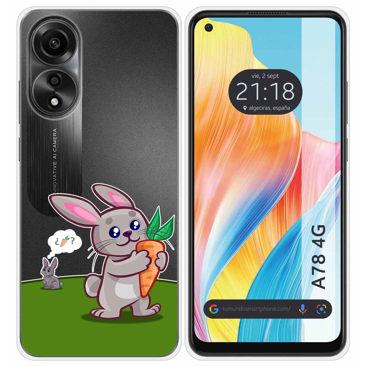 Funda Silicona Transparente para Oppo A78 4G diseño Conejo Dibujos