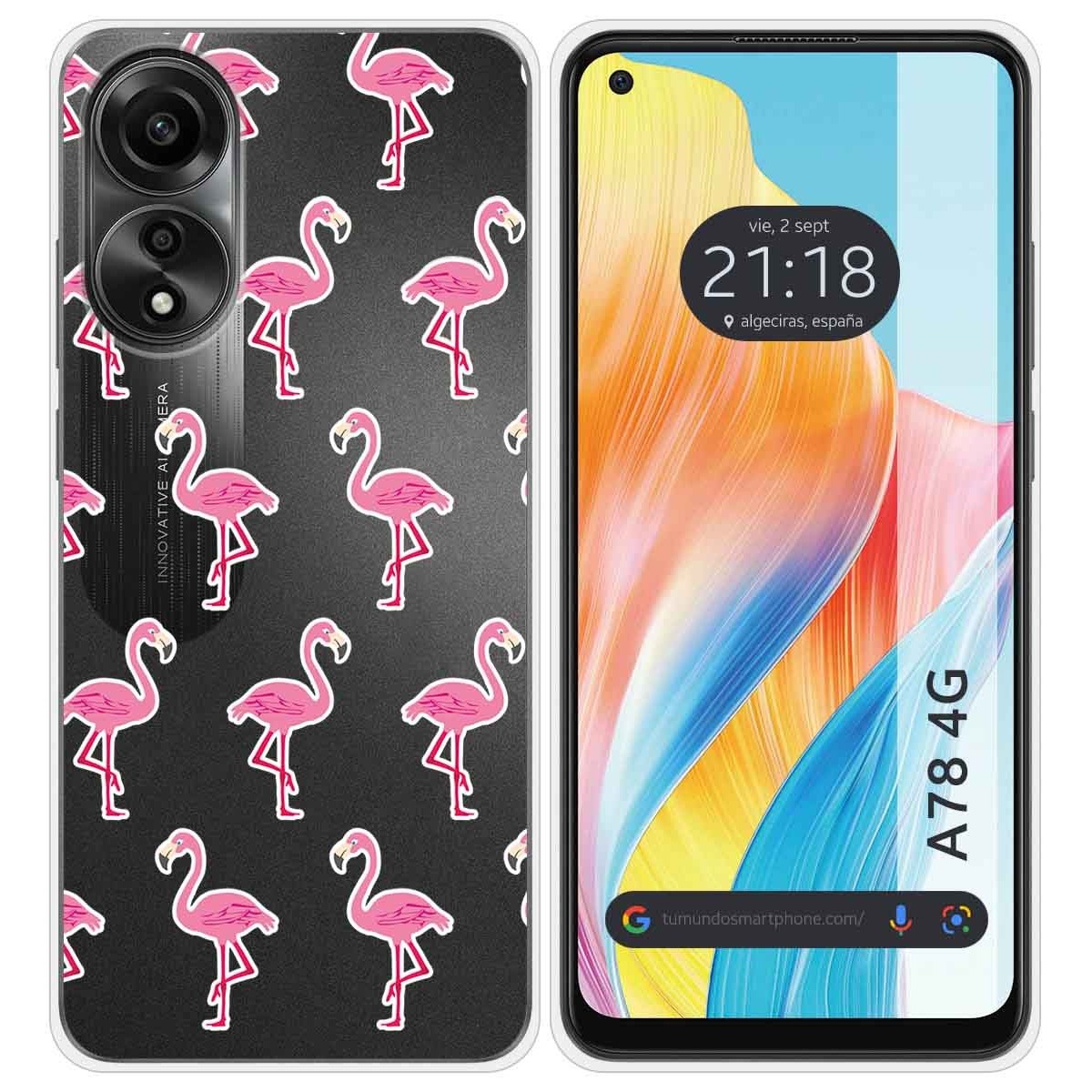 Funda Silicona Transparente para Oppo A78 4G diseño Flamenco Dibujos
