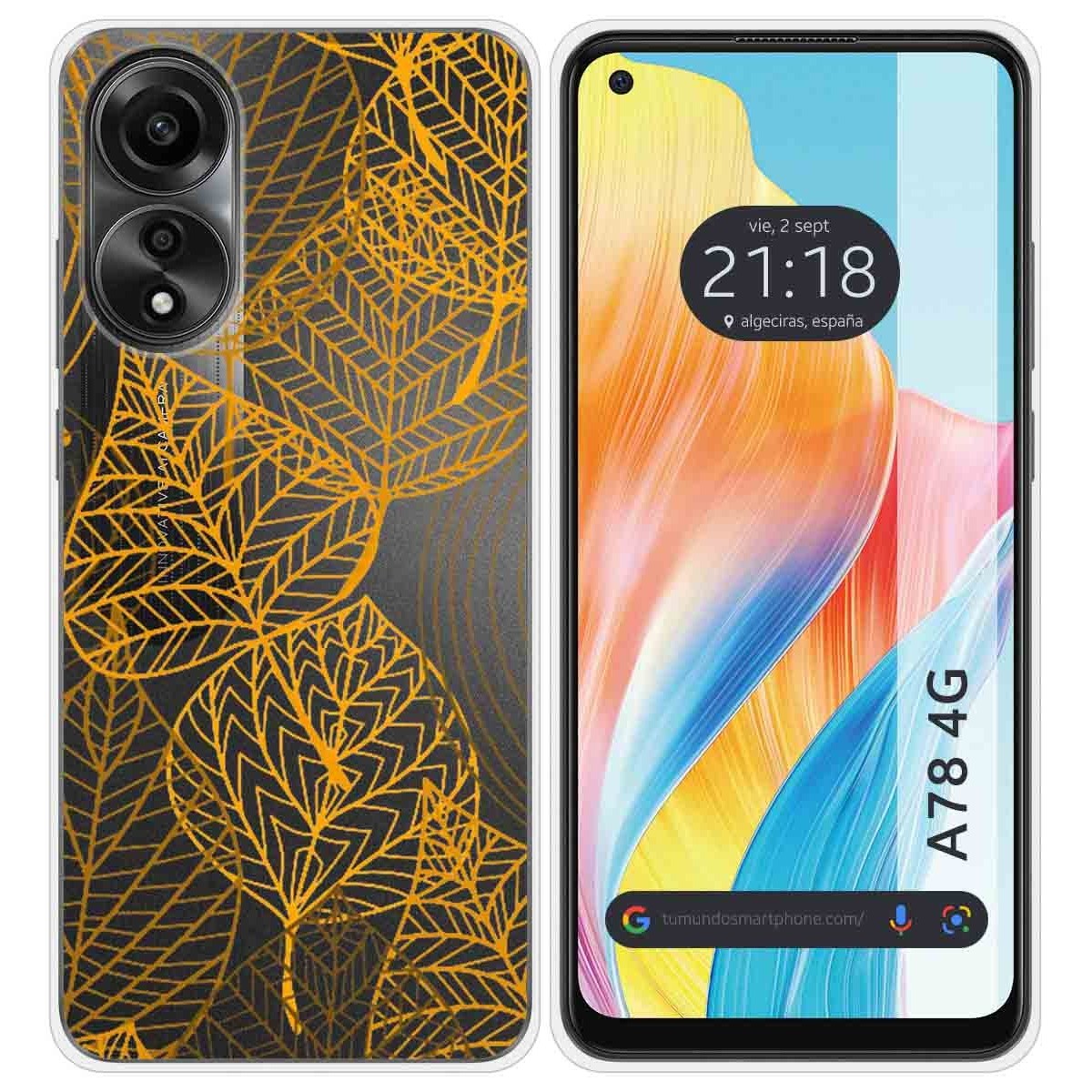 Funda Silicona Transparente para Oppo A78 4G diseño Hojas Dibujos