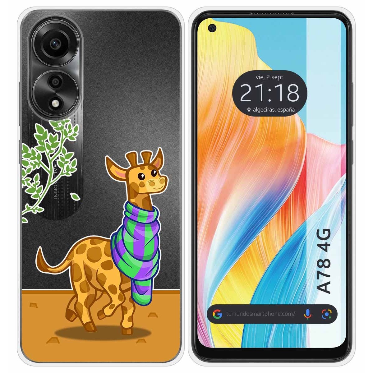 Funda Silicona Transparente para Oppo A78 4G diseño Jirafa Dibujos