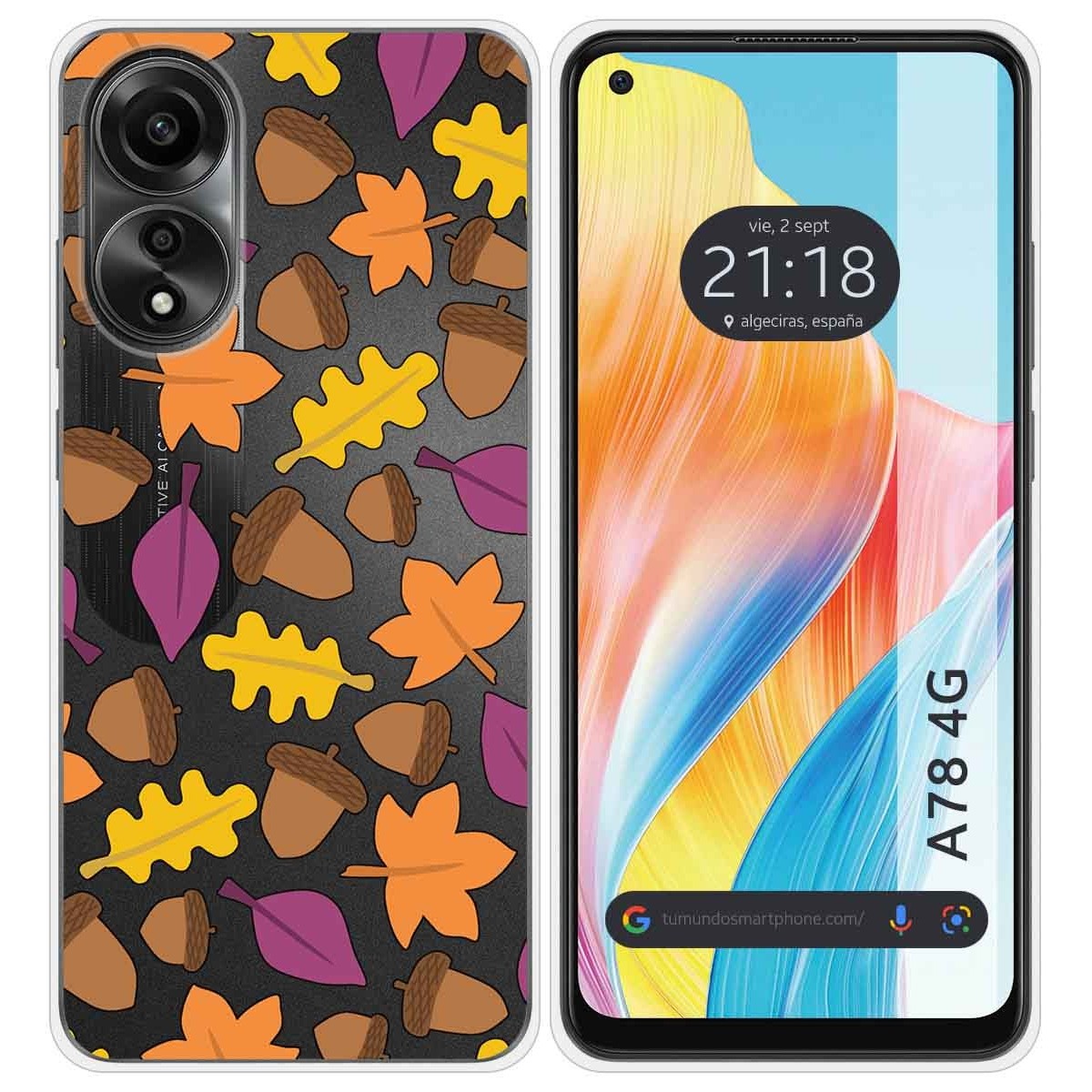 Funda Silicona Transparente para Oppo A78 4G diseño Otoño Dibujos