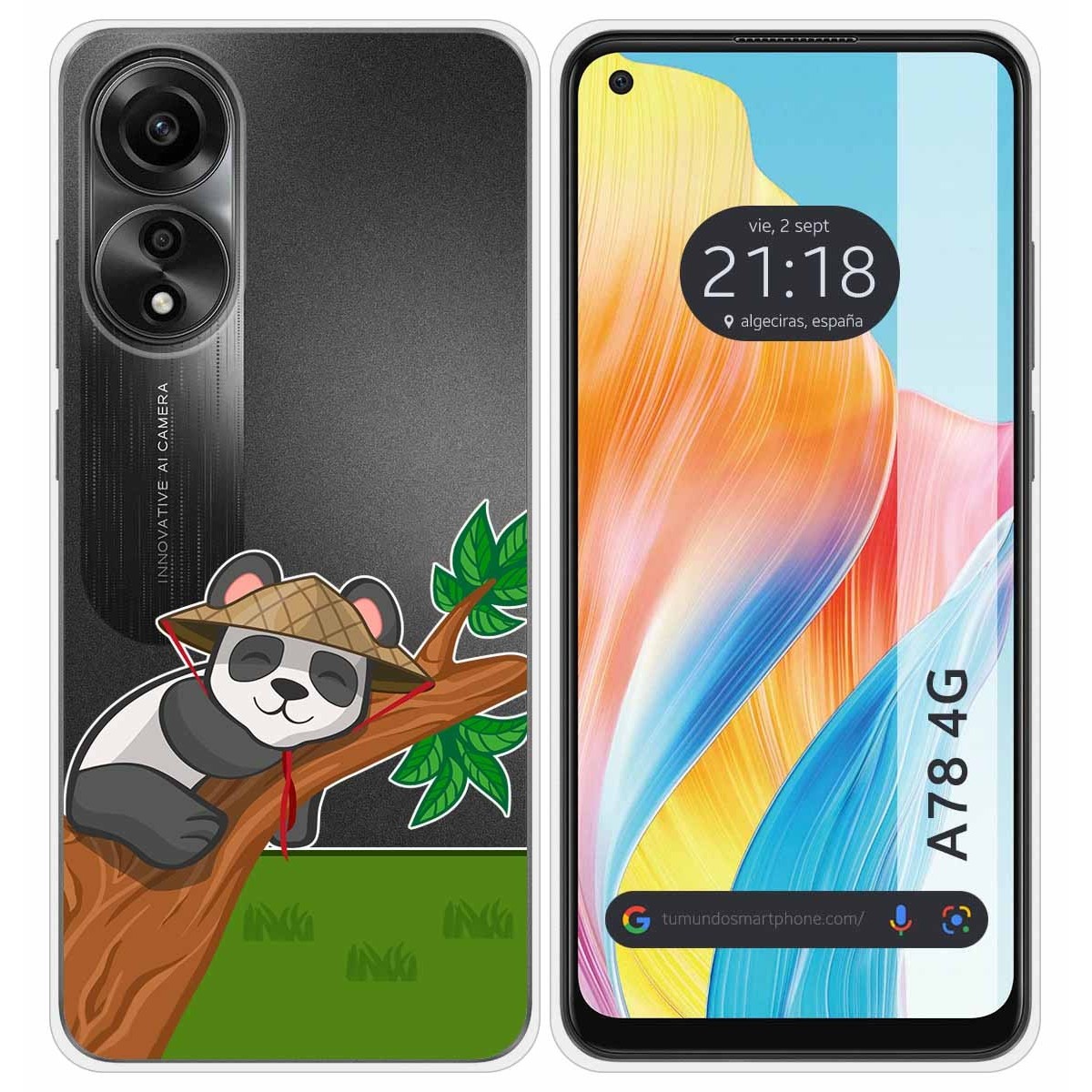 Funda Silicona Transparente para Oppo A78 4G diseño Panda Dibujos
