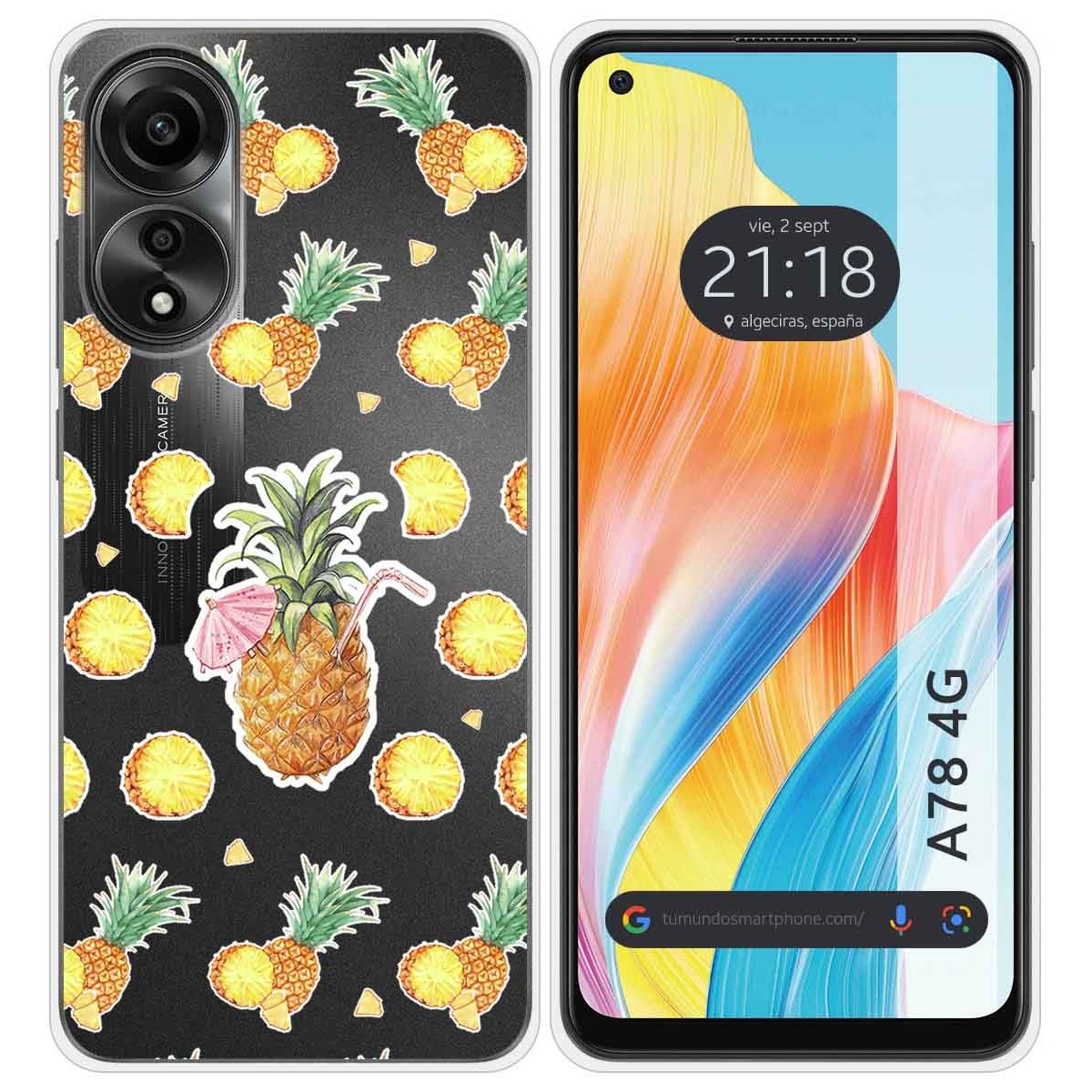 Funda Silicona Transparente para Oppo A78 4G diseño Piña Dibujos