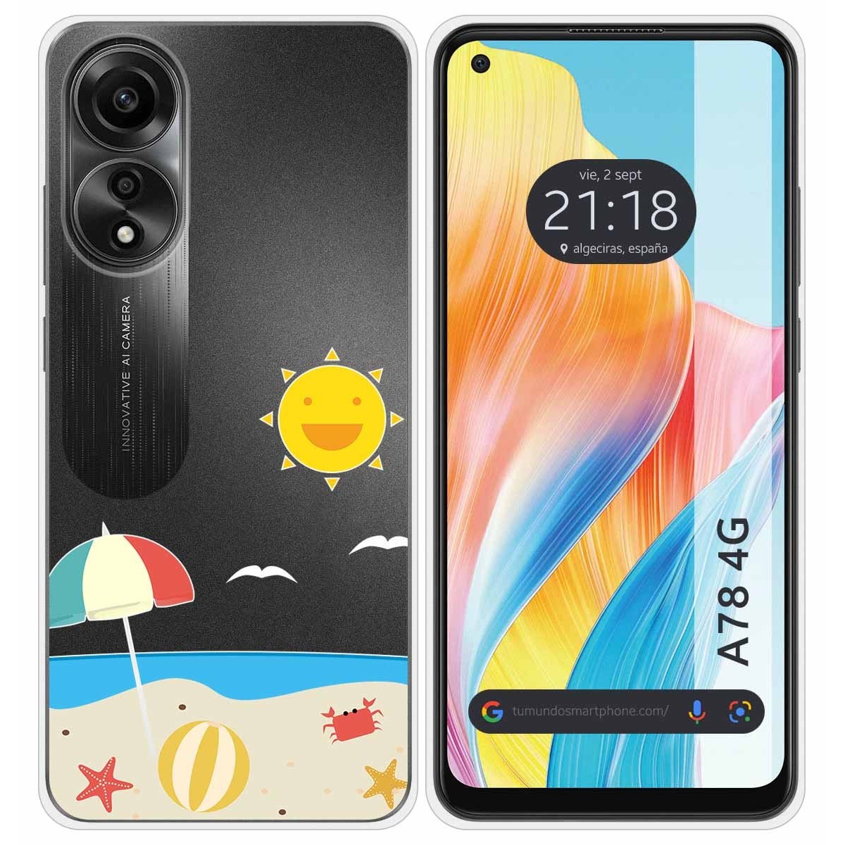 Funda Silicona Transparente para Oppo A78 4G diseño Playa Dibujos