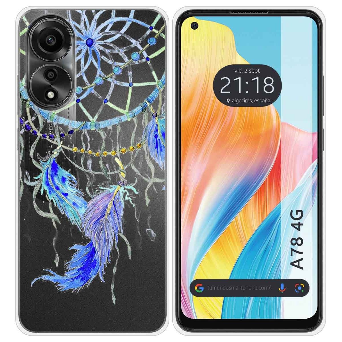 Funda Silicona Transparente para Oppo A78 4G diseño Plumas Dibujos
