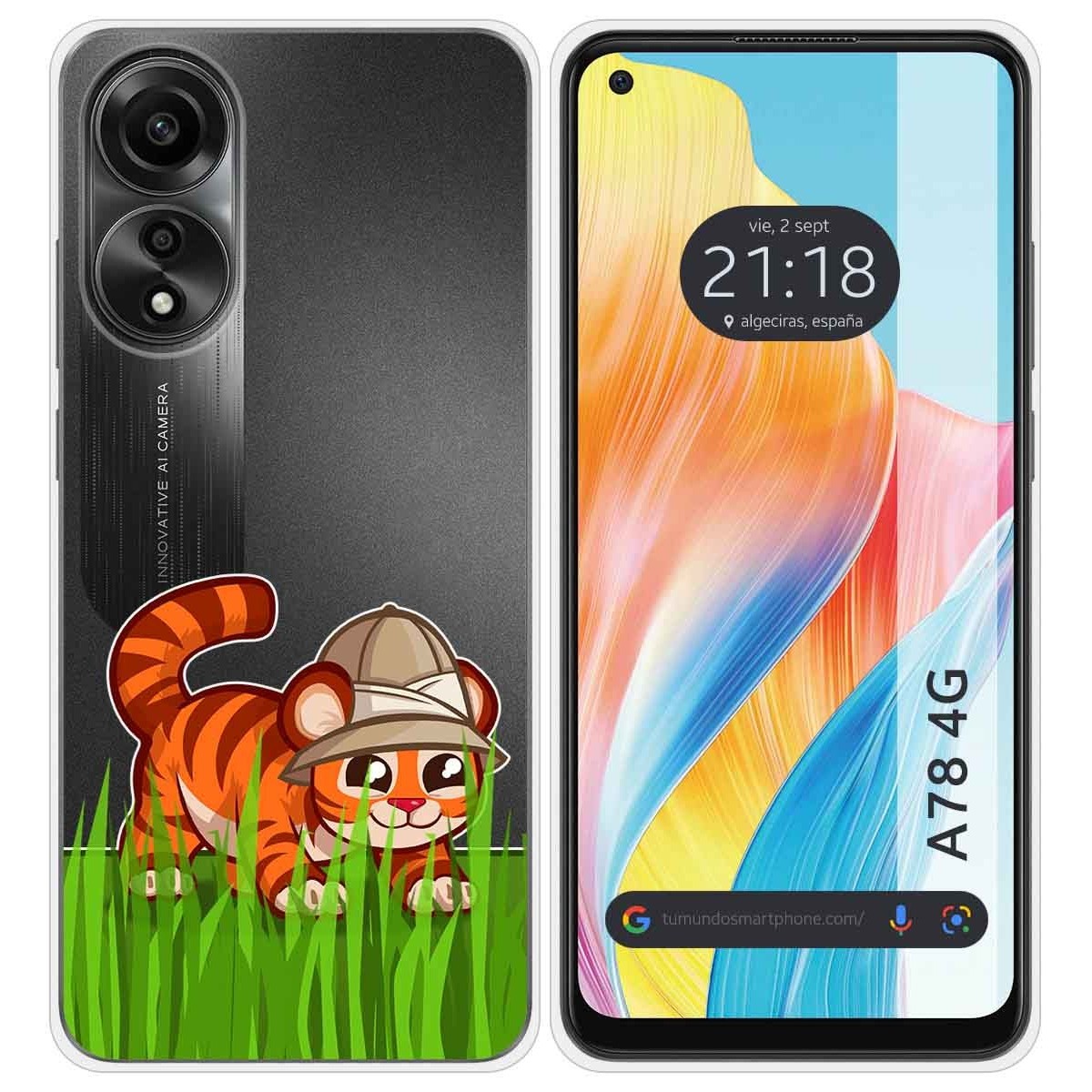 Funda Silicona Transparente para Oppo A78 4G diseño Tigre Dibujos