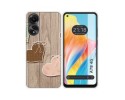 Funda Silicona para Oppo A78 4G diseño Corazones Madera Dibujos
