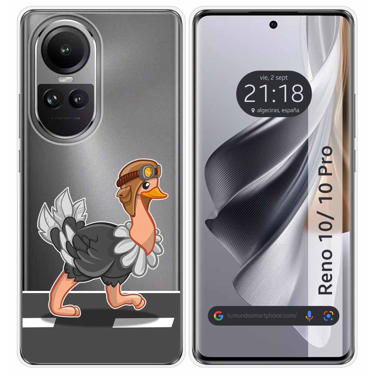 Funda Silicona Transparente para Oppo Reno 10 5G / 10 Pro 5G diseño Avestruz Dibujos
