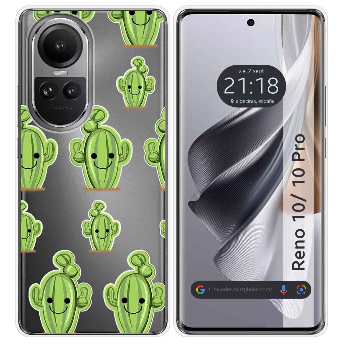 Funda Silicona Transparente para Oppo Reno 10 5G / 10 Pro 5G diseño Cactus Dibujos