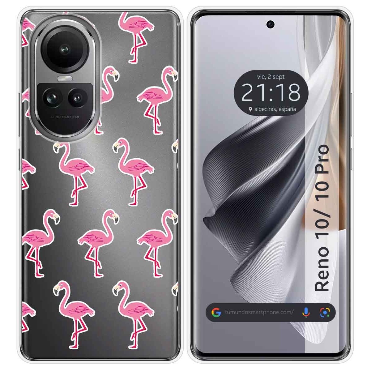 Funda Silicona Transparente para Oppo Reno 10 5G / 10 Pro 5G diseño Flamenco Dibujos