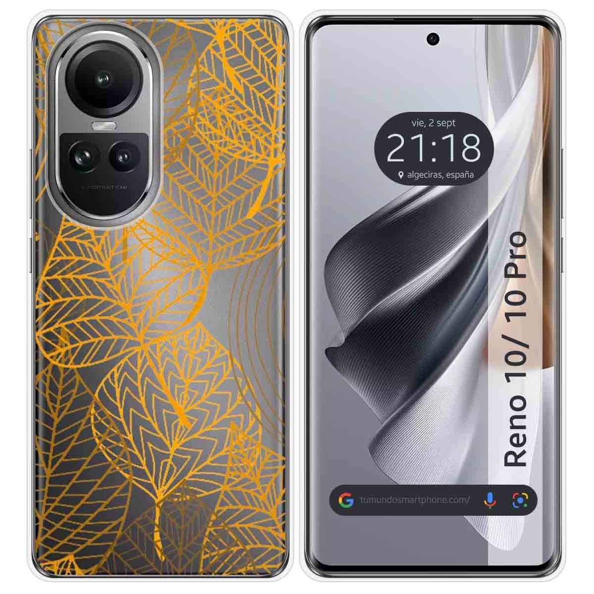 Funda Silicona Transparente para Oppo Reno 10 5G / 10 Pro 5G diseño Hojas Dibujos