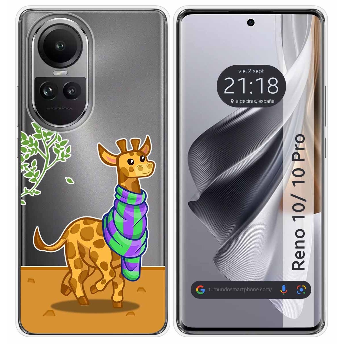 Funda Silicona Transparente para Oppo Reno 10 5G / 10 Pro 5G diseño Jirafa Dibujos