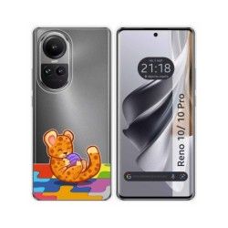 Funda Silicona Transparente para Oppo Reno 10 5G / 10 Pro 5G diseño Leopardo Dibujos
