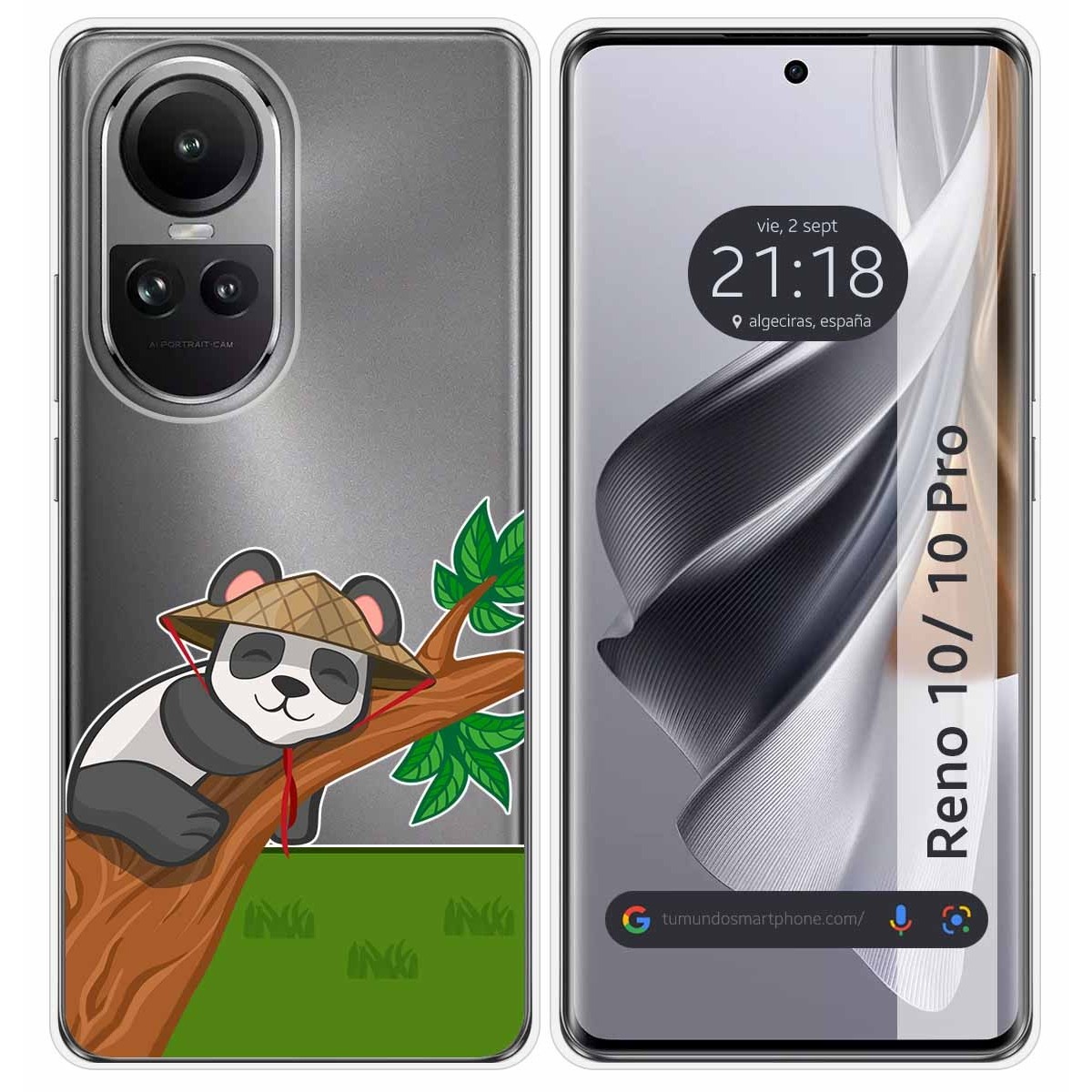 Funda Silicona Transparente para Oppo Reno 10 5G / 10 Pro 5G diseño Panda Dibujos