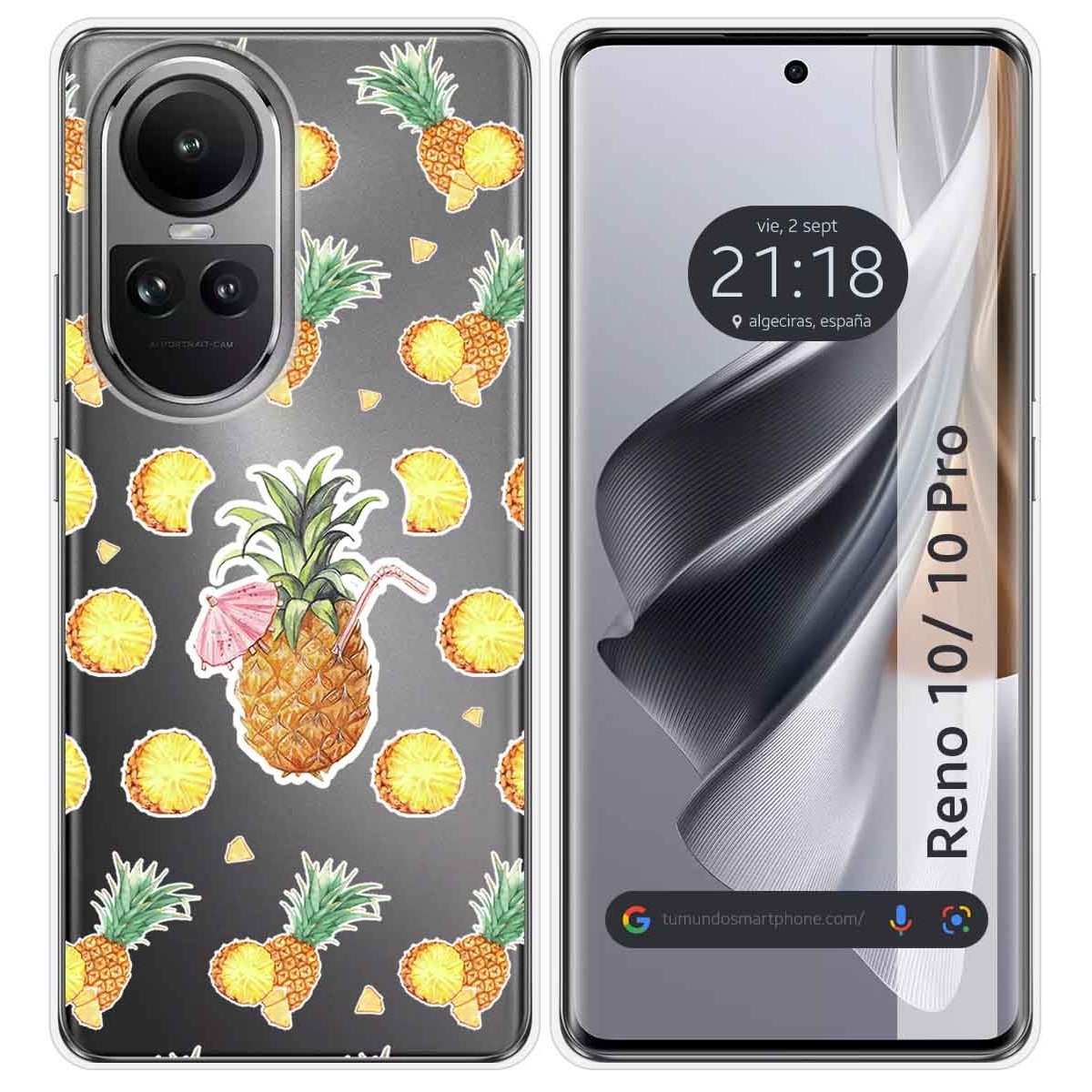 Funda Silicona Transparente para Oppo Reno 10 5G / 10 Pro 5G diseño Piña Dibujos