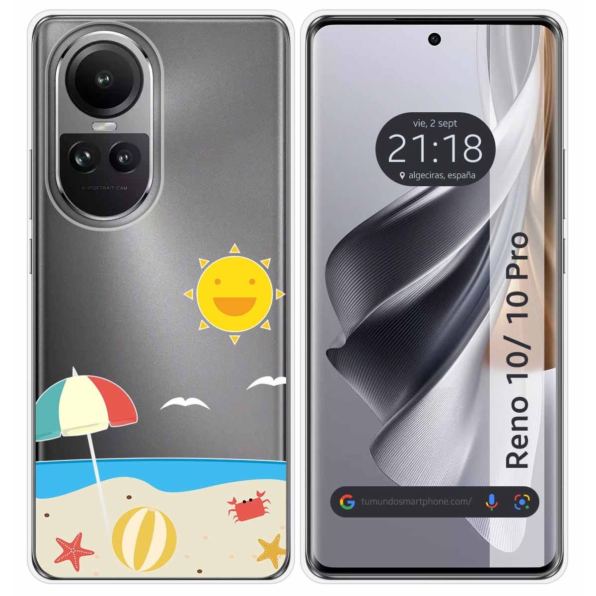 Funda Silicona Transparente para Oppo Reno 10 5G / 10 Pro 5G diseño Playa Dibujos