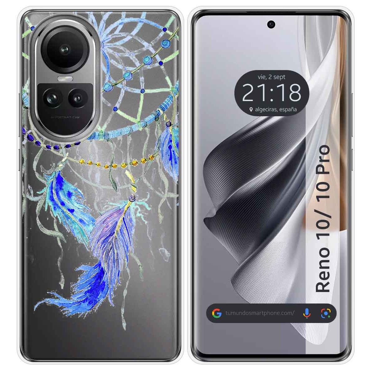 Funda Silicona Transparente para Oppo Reno 10 5G / 10 Pro 5G diseño Plumas Dibujos