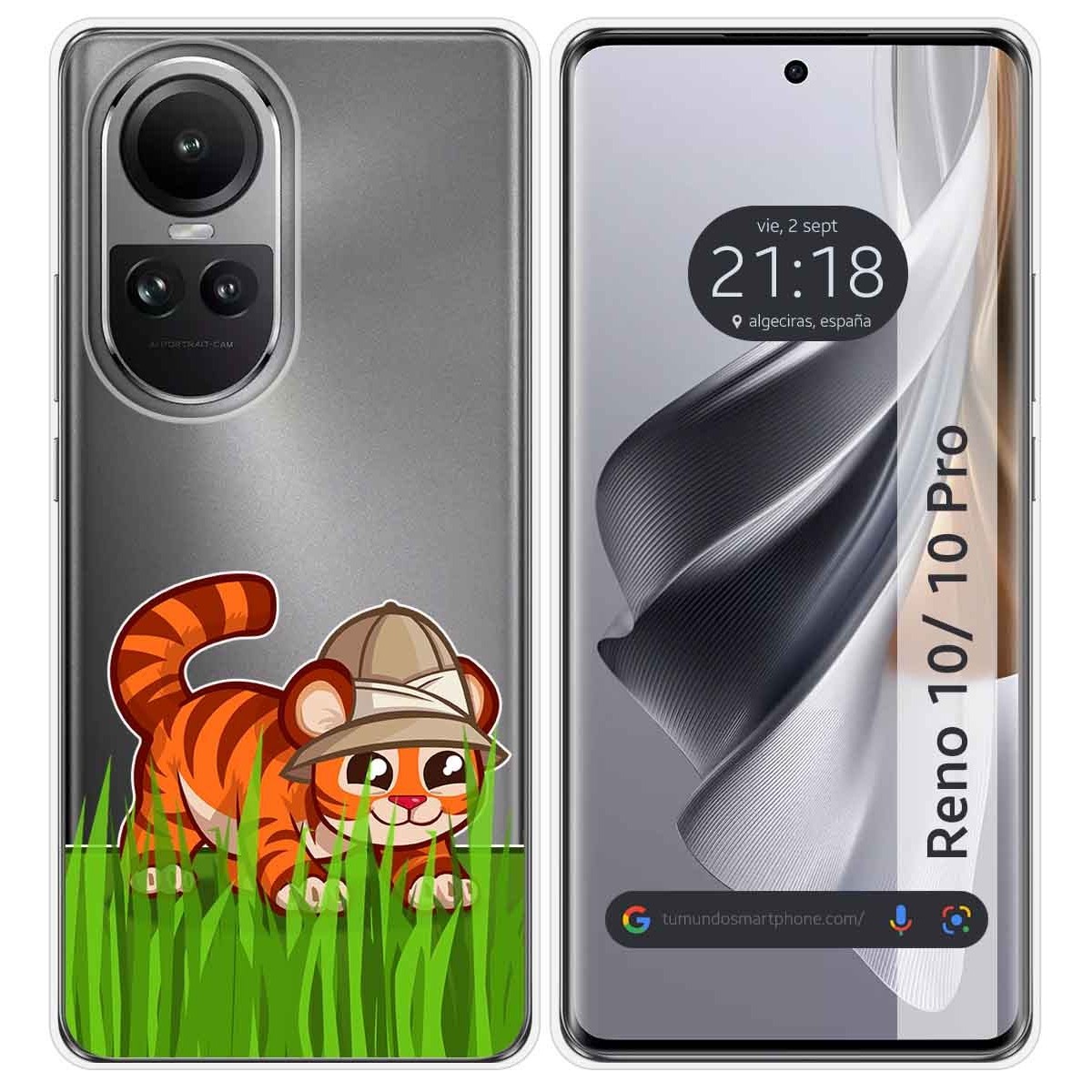 Funda Silicona Transparente para Oppo Reno 10 5G / 10 Pro 5G diseño Tigre Dibujos