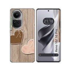 Funda Silicona para Oppo Reno 10 5G / 10 Pro 5G diseño Corazones Madera Dibujos