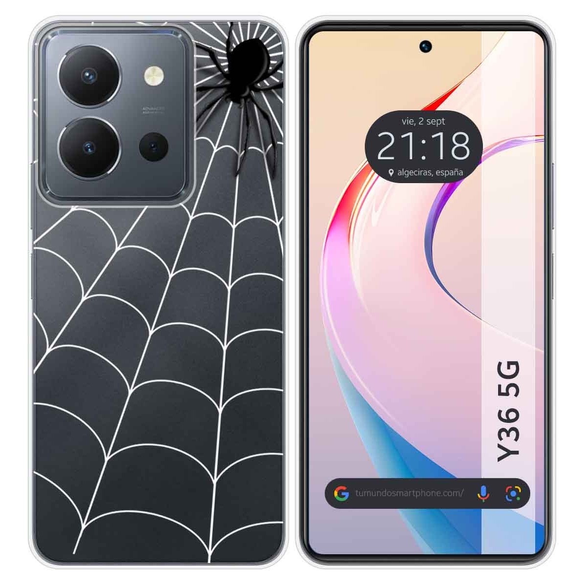 Funda Silicona Transparente para Vivo Y36 4G / 5G diseño Araña Dibujos