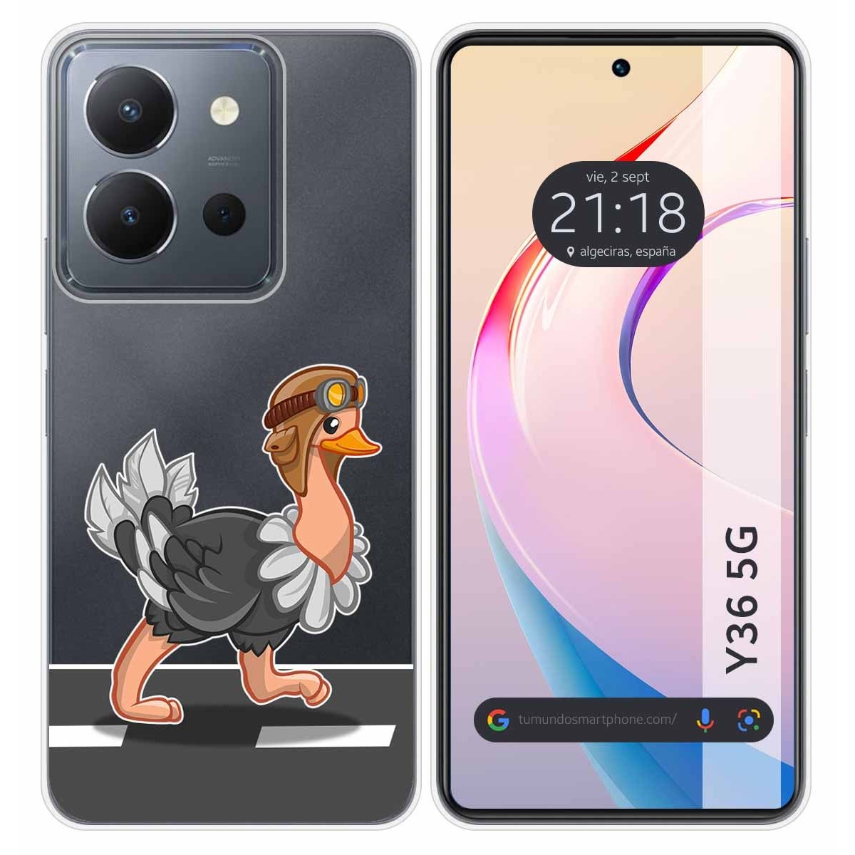 Funda Silicona Transparente para Vivo Y36 4G / 5G diseño Avestruz Dibujos