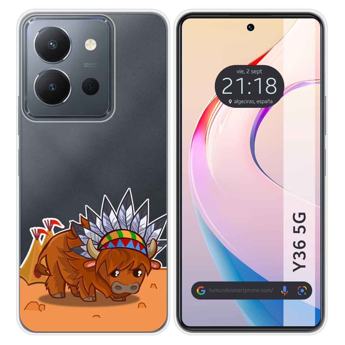Funda Silicona Transparente para Vivo Y36 4G / 5G diseño Bufalo Dibujos