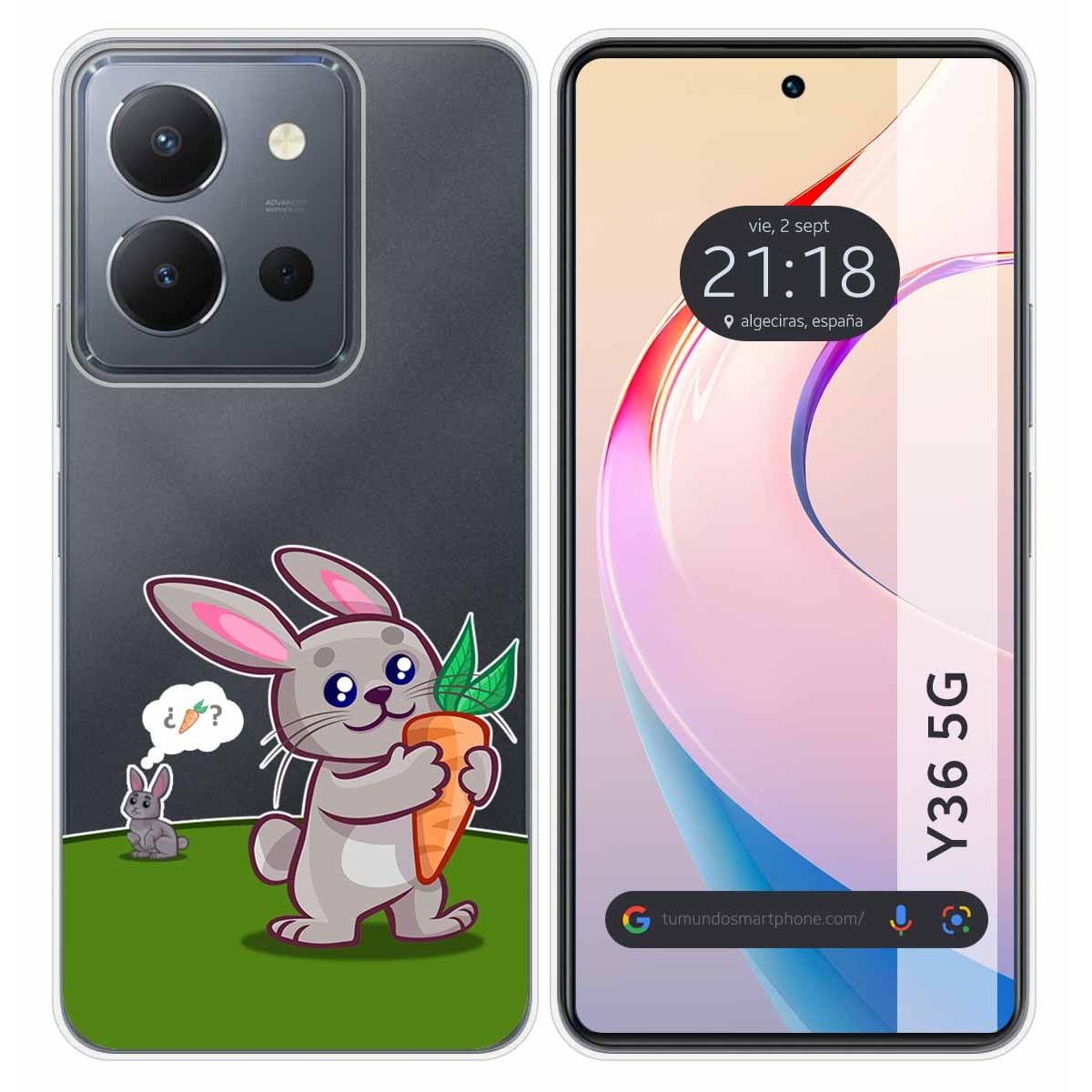 Funda Silicona Transparente para Vivo Y36 4G / 5G diseño Conejo Dibujos