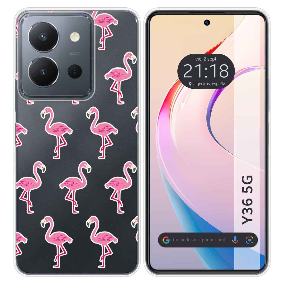 Funda Silicona Transparente para Vivo Y36 4G / 5G diseño Flamenco Dibujos