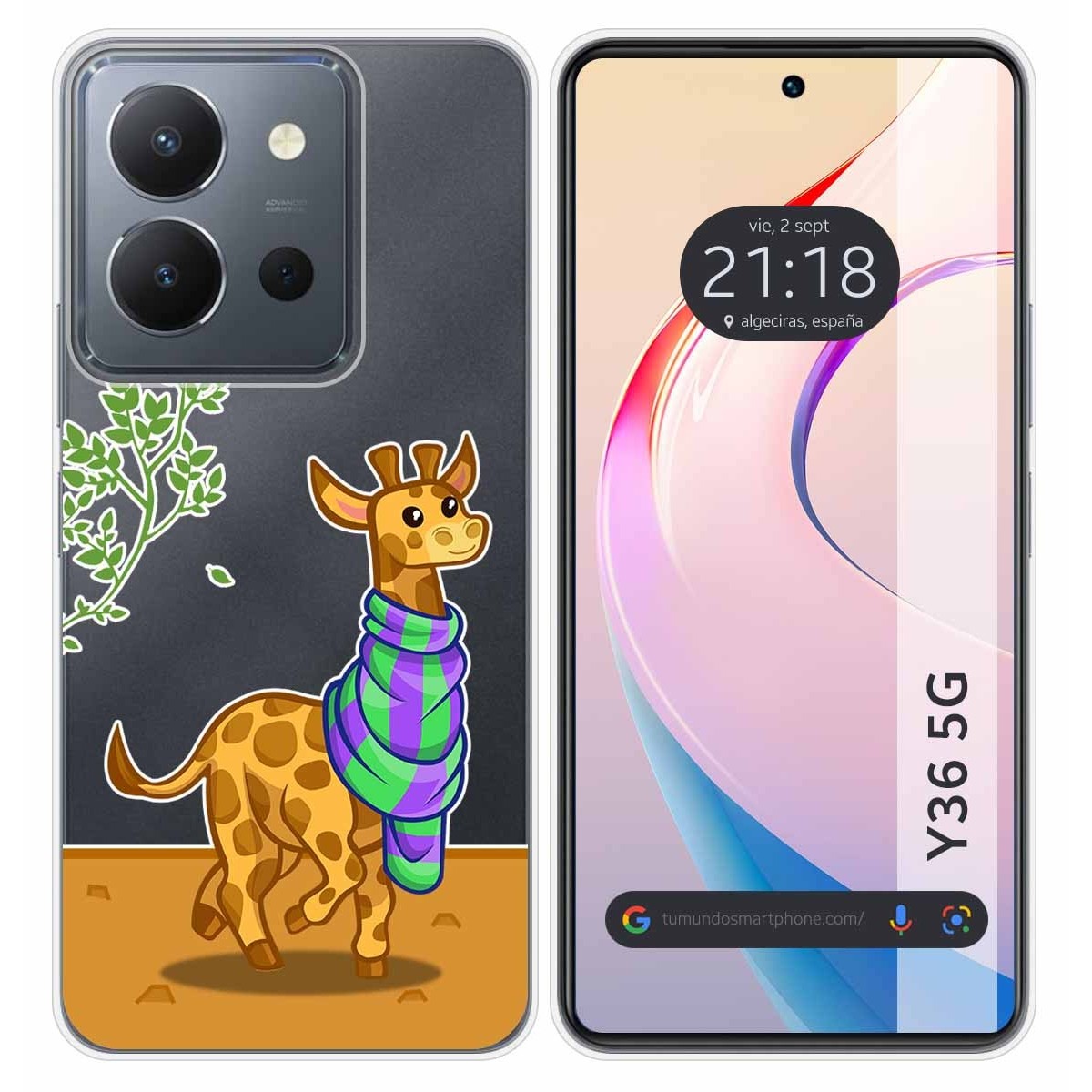 Funda Silicona Transparente para Vivo Y36 4G / 5G diseño Jirafa Dibujos