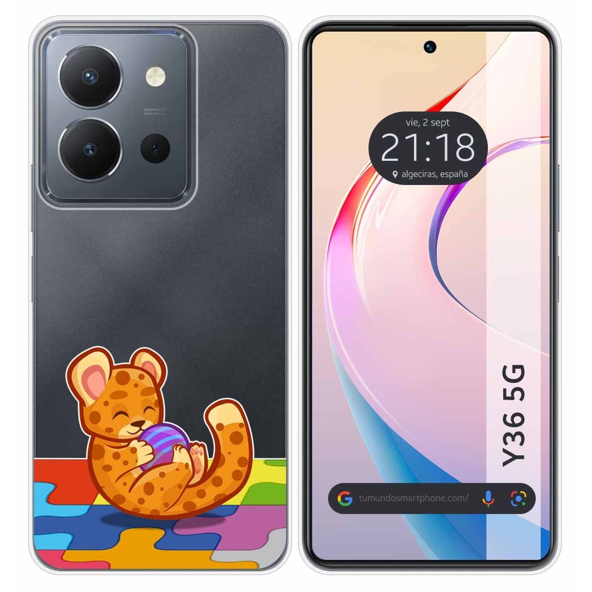 Funda Silicona Transparente para Vivo Y36 4G / 5G diseño Leopardo Dibujos