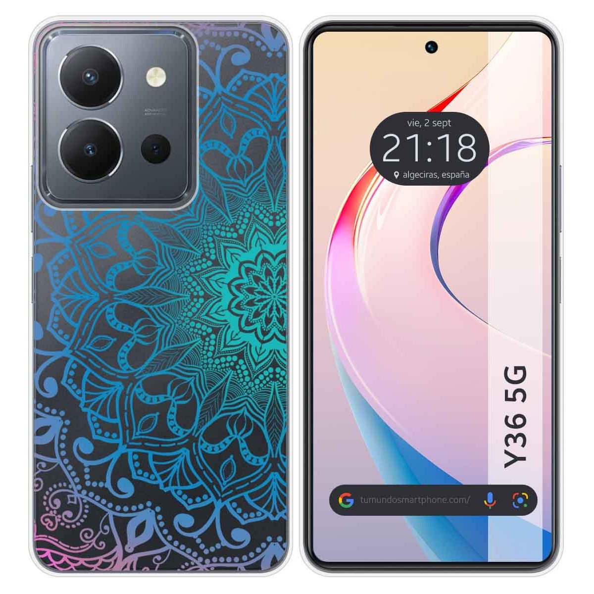 Funda Silicona Transparente para Vivo Y36 4G / 5G diseño Mandala Dibujos