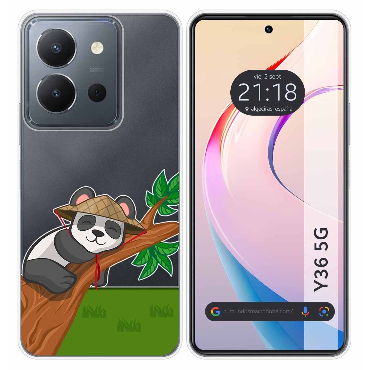 Funda Silicona Transparente para Vivo Y36 4G / 5G diseño Panda Dibujos