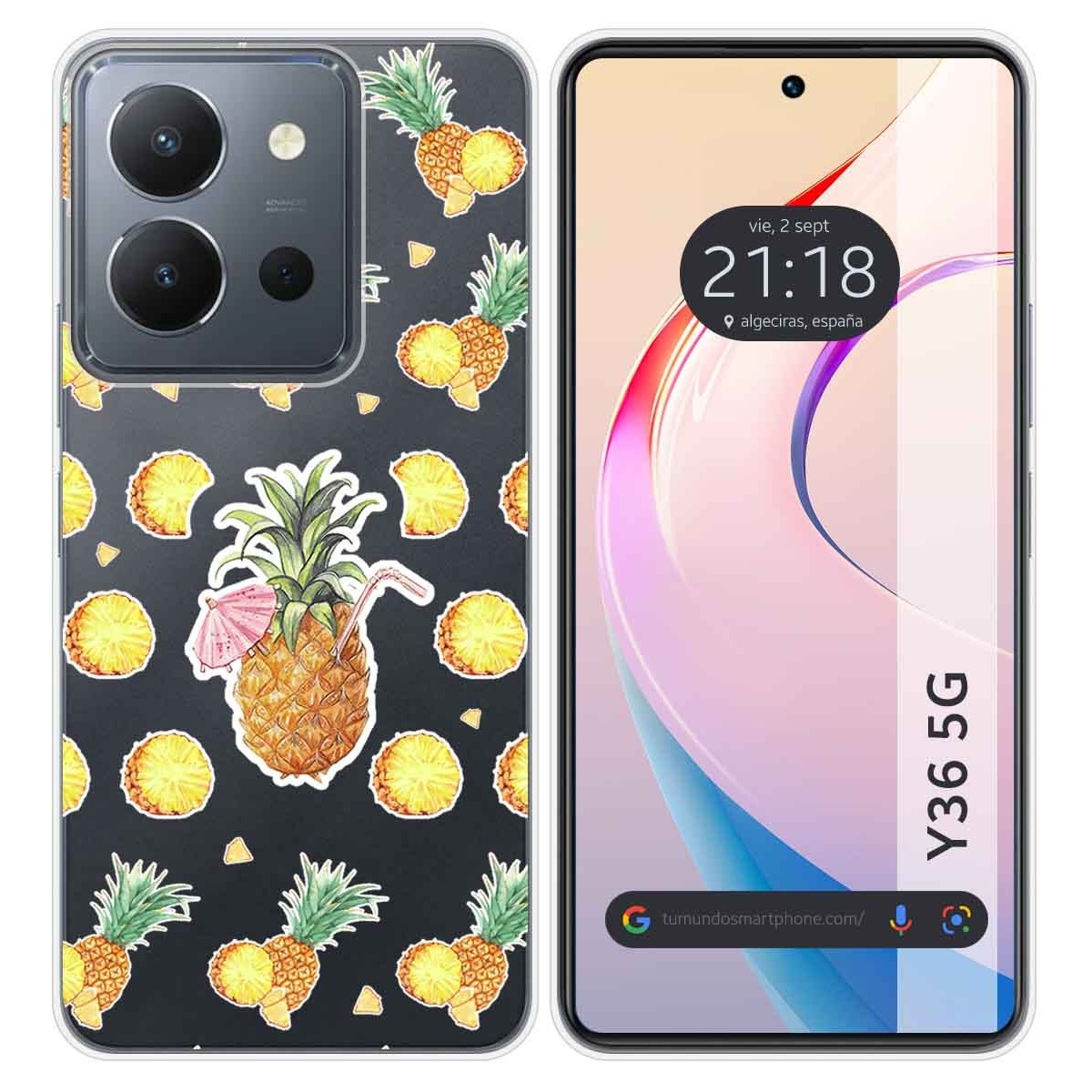 Funda Silicona Transparente para Vivo Y36 4G / 5G diseño Piña Dibujos