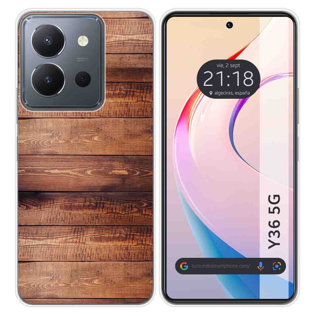Funda Silicona para Vivo Y36 4G / 5G diseño Madera 02 Dibujos