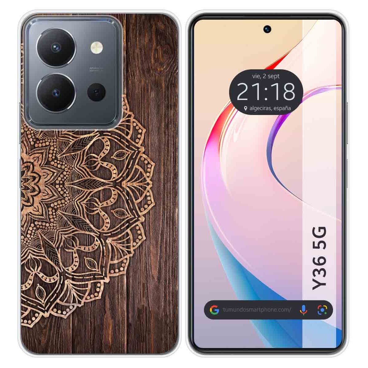 Funda Silicona para Vivo Y36 4G / 5G diseño Madera 06 Dibujos