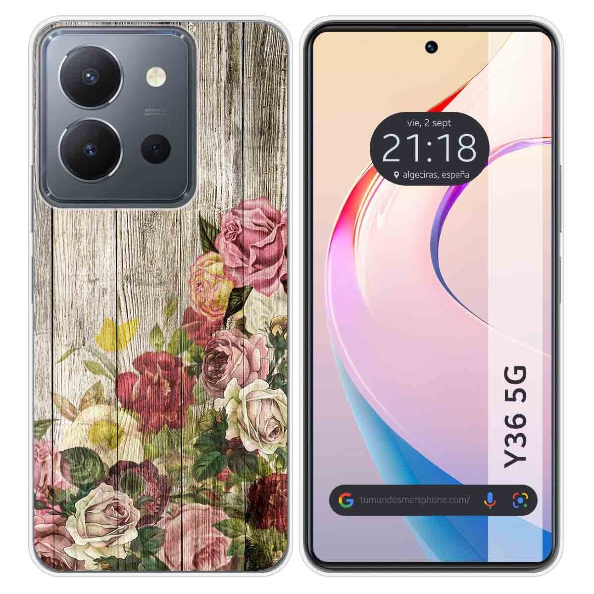 Funda Silicona para Vivo Y36 4G / 5G diseño Madera 08 Dibujos