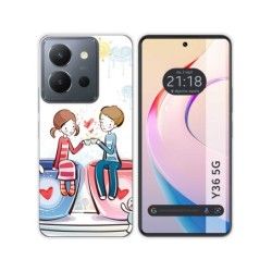 Funda Silicona para Vivo Y36 4G / 5G diseño Café Dibujos