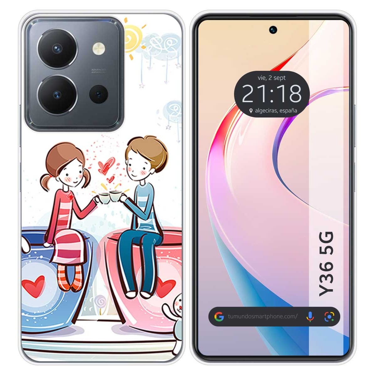 Funda Silicona para Vivo Y36 4G / 5G diseño Café Dibujos