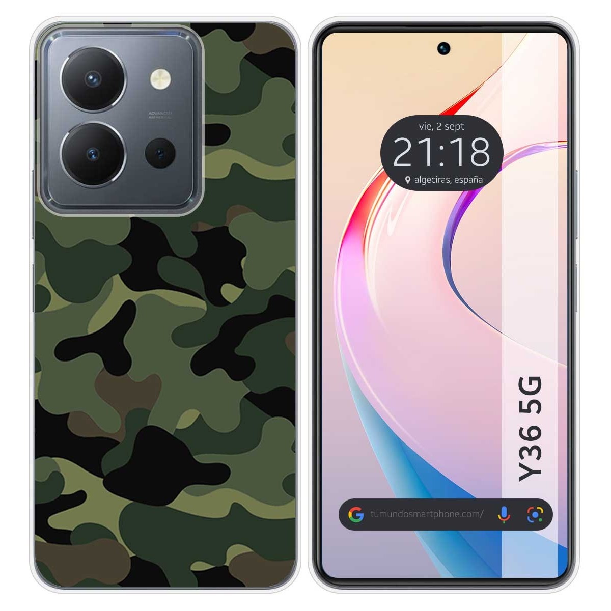Funda Silicona para Vivo Y36 4G / 5G diseño Camuflaje Dibujos