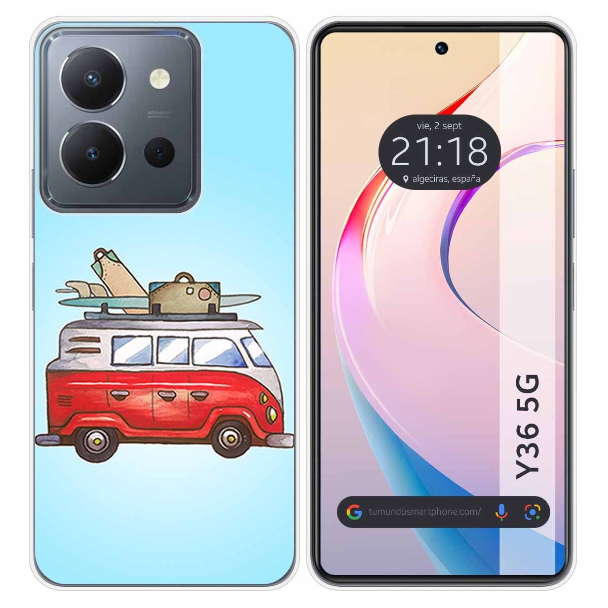 Funda Silicona para Vivo Y36 4G / 5G diseño Furgoneta Dibujos