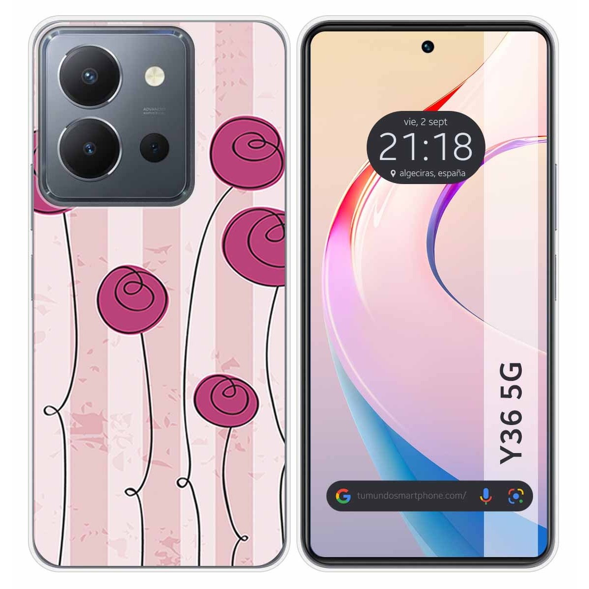 Funda Silicona para Vivo Y36 4G / 5G diseño Flores Vintage Dibujos