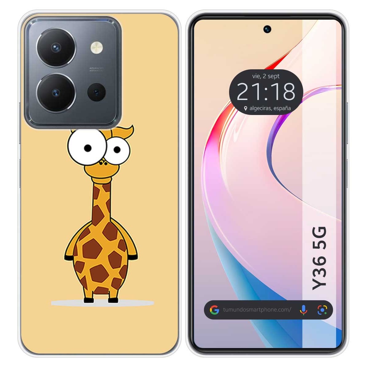 Funda Silicona para Vivo Y36 4G / 5G diseño Jirafa Dibujos