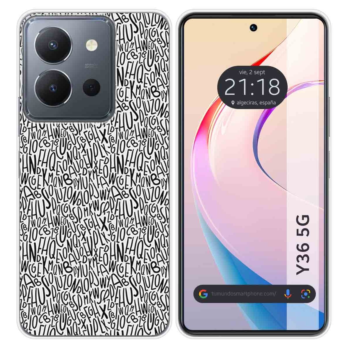 Funda Silicona para Vivo Y36 4G / 5G diseño Letras Dibujos
