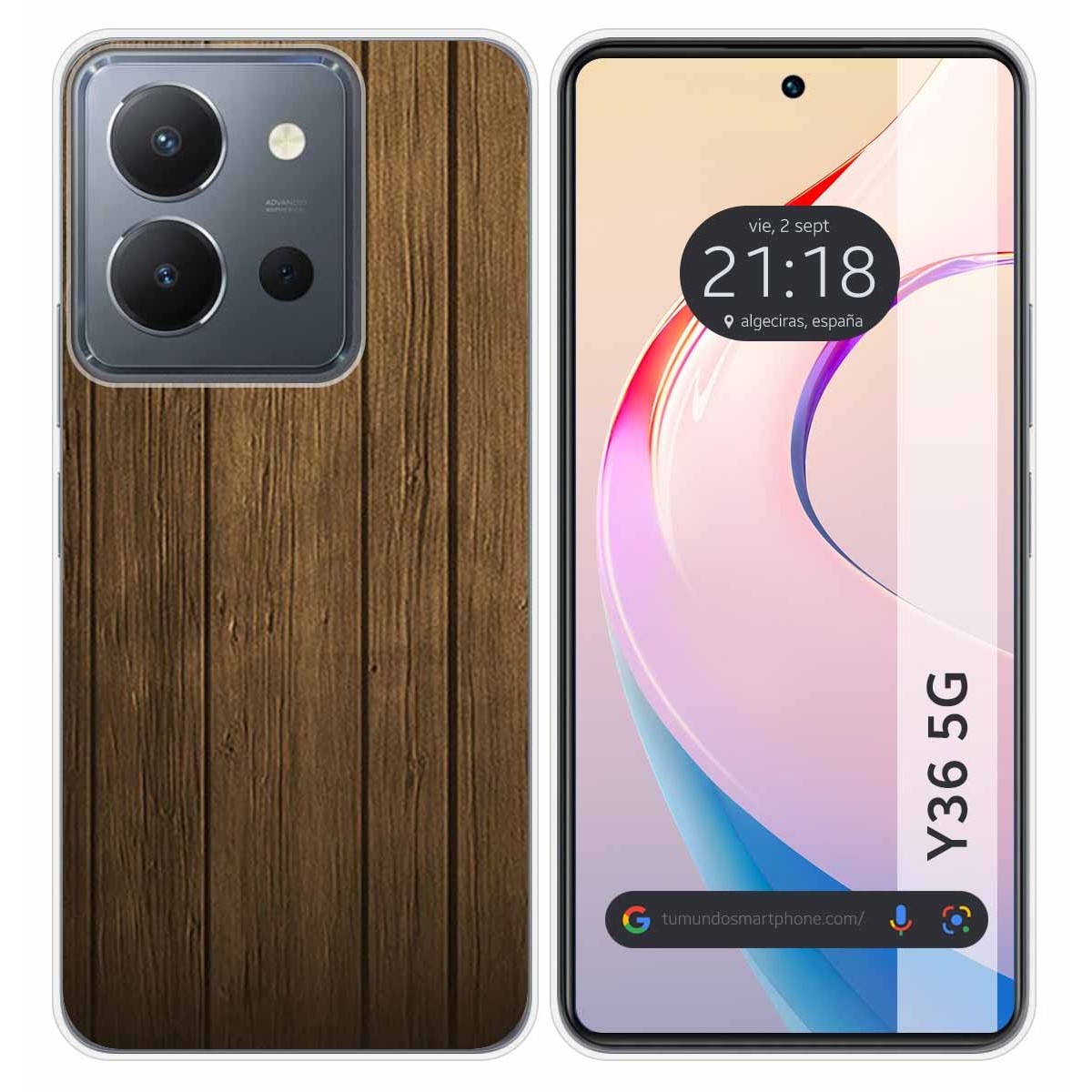Funda Silicona para Vivo Y36 4G / 5G diseño Madera Dibujos