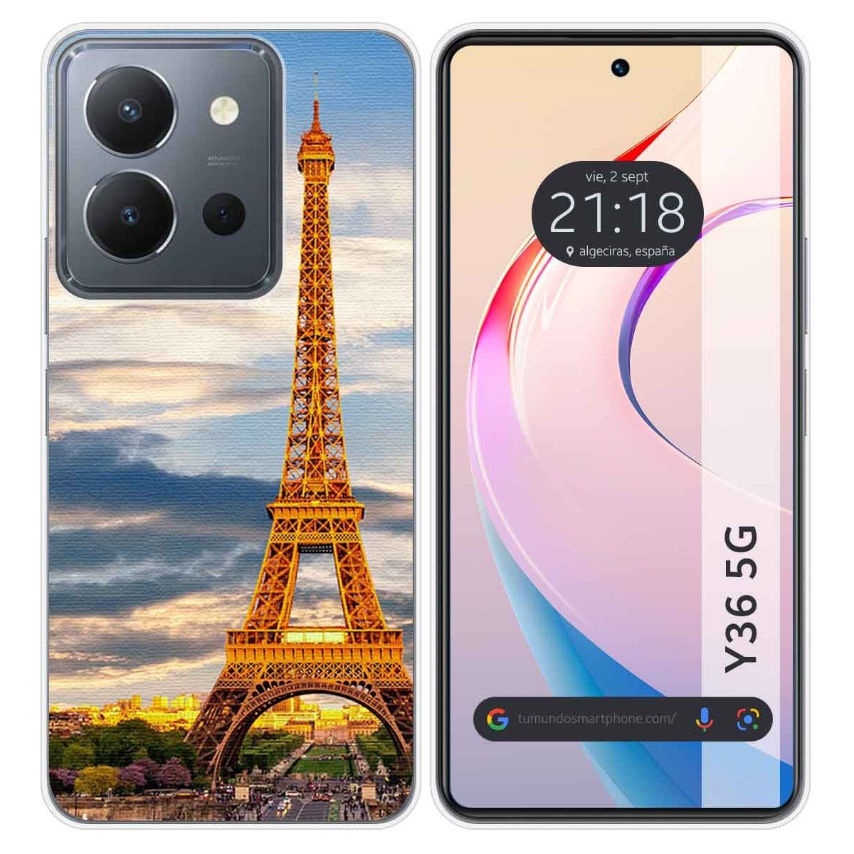 Funda Silicona para Vivo Y36 4G / 5G diseño Paris Dibujos