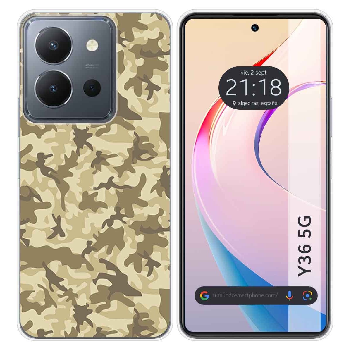 Funda Silicona para Vivo Y36 4G / 5G diseño Sand Camuflaje Dibujos