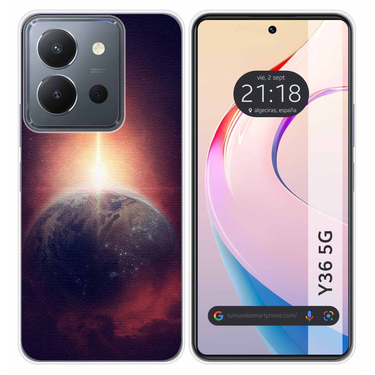 Funda Silicona para Vivo Y36 4G / 5G diseño Tierra Dibujos