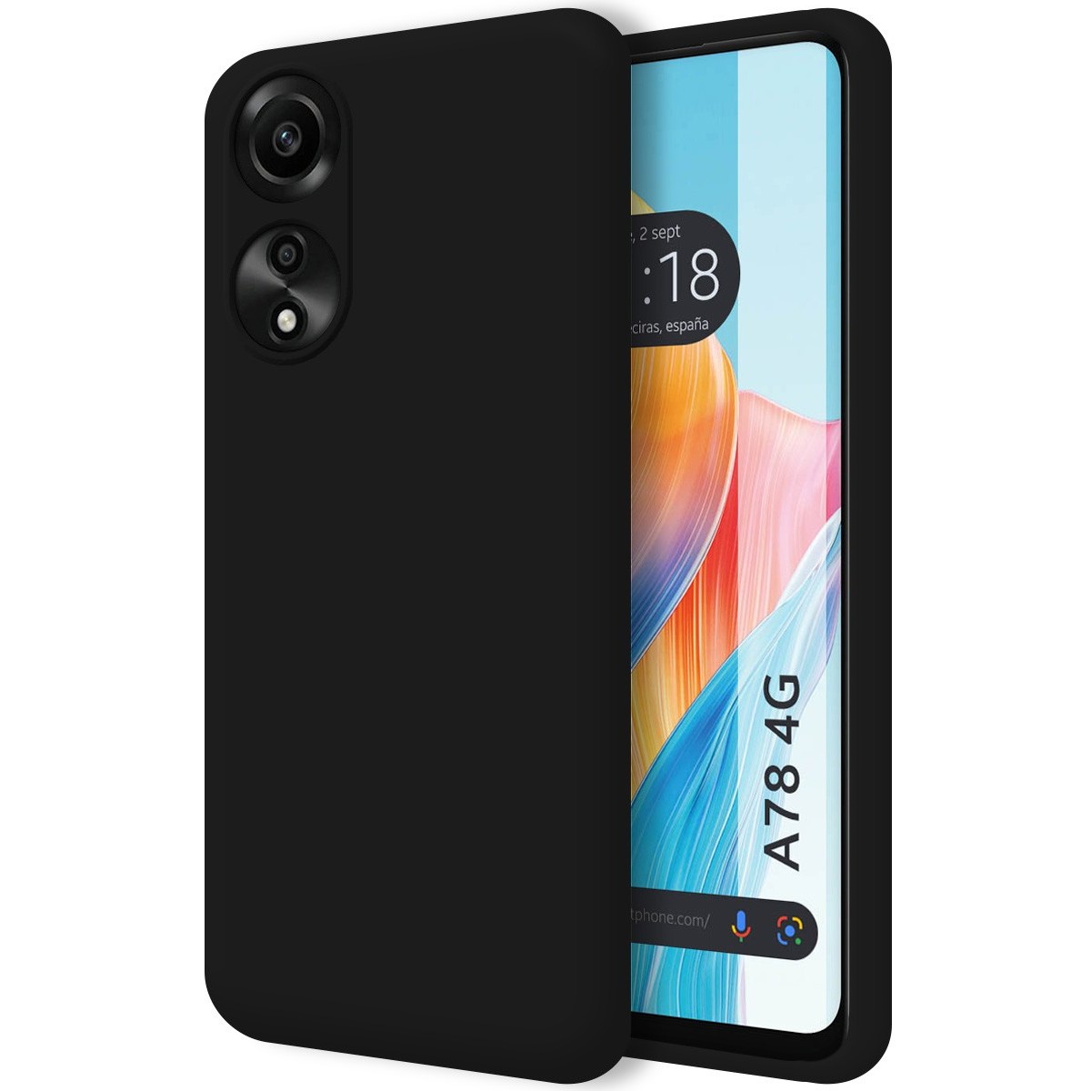 Funda Silicona Líquida Ultra Suave para Oppo A78 4G color Negra