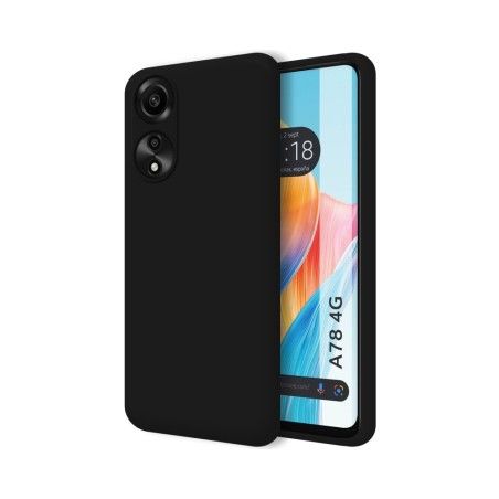 Funda Silicona Líquida Ultra Suave para Oppo A78 4G color Negra